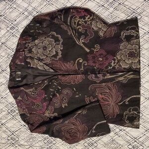Black & Purple Jacquard Chrysanthemum Floral Blazer